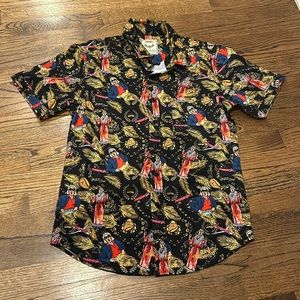 RSVLTS Shirt Mens Small WWE Legends Wresting Ric Flair Nature Boy Button Down